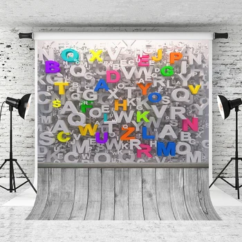 

VinylBDS Back To School Coloring Numbers Fotografie Achtergrond Letter Wood Backgrounds Photo Studio Washable Photocall Backdrop
