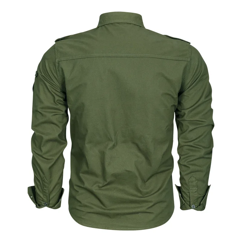 Men\'s Spring Long Sleeve Military Shirt Cotton Army Autumn High Quality Cargo Shirts Camiseta Masculina Male Basis Dress Shirts