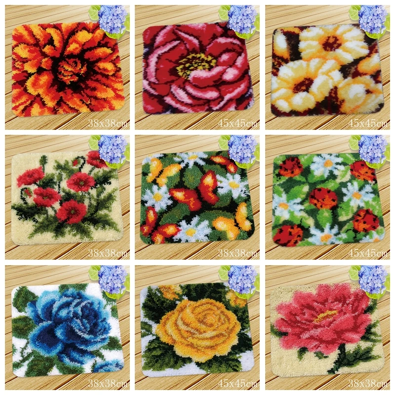 

DIY Butterfly Button Package Smyrna Foamiran For Needlework WIth Flower Latch Hook Cushion Kit Carpet Embroidery Cushions Kits H