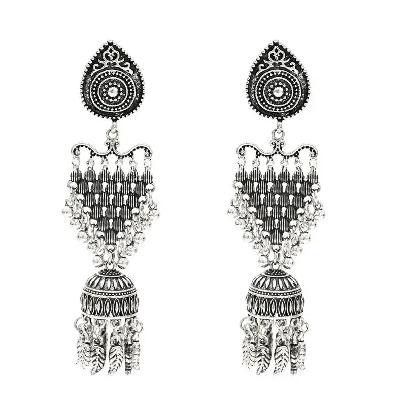 S 2 Vinatge Индийский Болливуд кундан кисточкой Jhumka Jhumki Висячие серьги цыганские украшения - Окраска металла: S 2