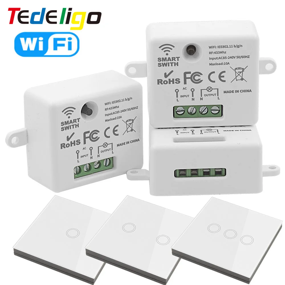 Таймер радиочастотный Tuya с Wi-Fi релейный приемник 220 В блокировкой от детей и