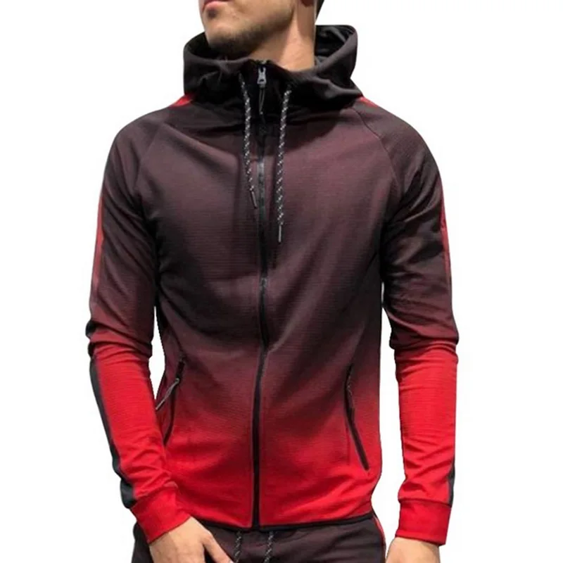Red tops Толстовки осень Для мужчин комплекты спортивных костюмов для девочек модные Повседневное 3DGradient Спортивный костюм Толстовка впитывает пот и Штаны тонкий бегунов спортзал Штаны костюм Человека - Цвет: Red tops