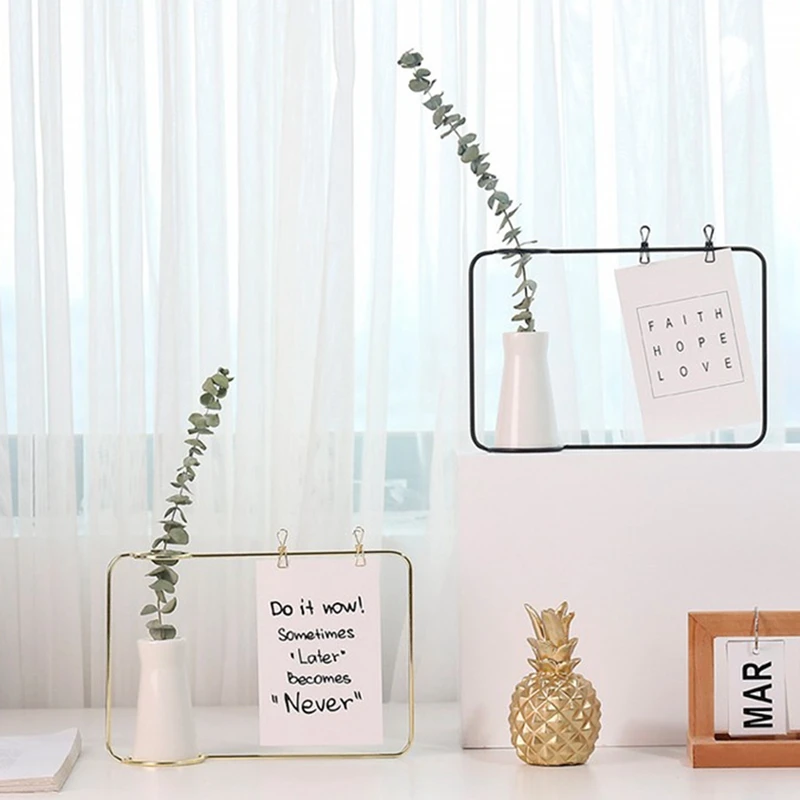 1Pcs 3D Gold Round Metal Candlestick Wall Candle Holder Geometric Tealight(Gold) with 1Pcs Iron Bracket Photo Frame Flower Vase