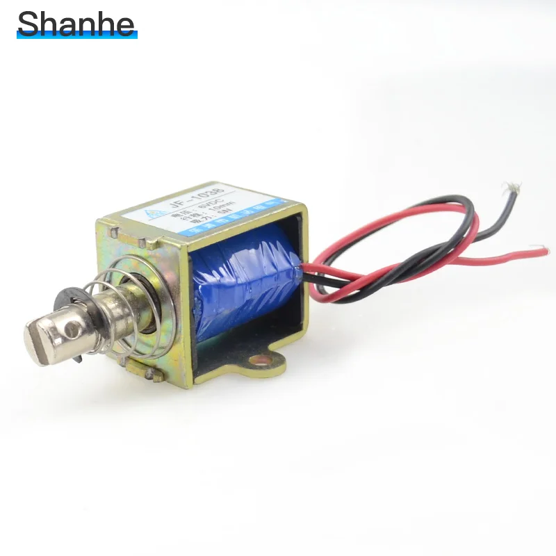 JF-1038 DC 12V 24V 10 мм 5N Вытяните открытый каркас катушки Электромагнит постоянного тока привод