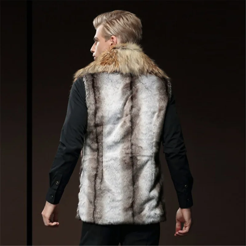 Lanshifei T0574 куртка из искусственного меха мужская повседневная без рукавов