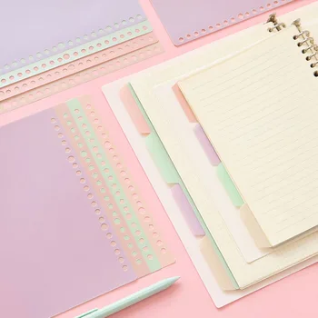 

4 Sheets A4 A5 B5 Notebook Page Binder Candy Color PP Loose-leaf Cover Index Divider Separator Notebook Accessories