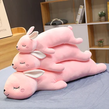 

1pcs Lovely Giant Animal 65-110cm Soft Cartoon Big Ear moon lying Bunny Plush Toy Rabbit Stuffed Pillow Girl Gift Christmas gift