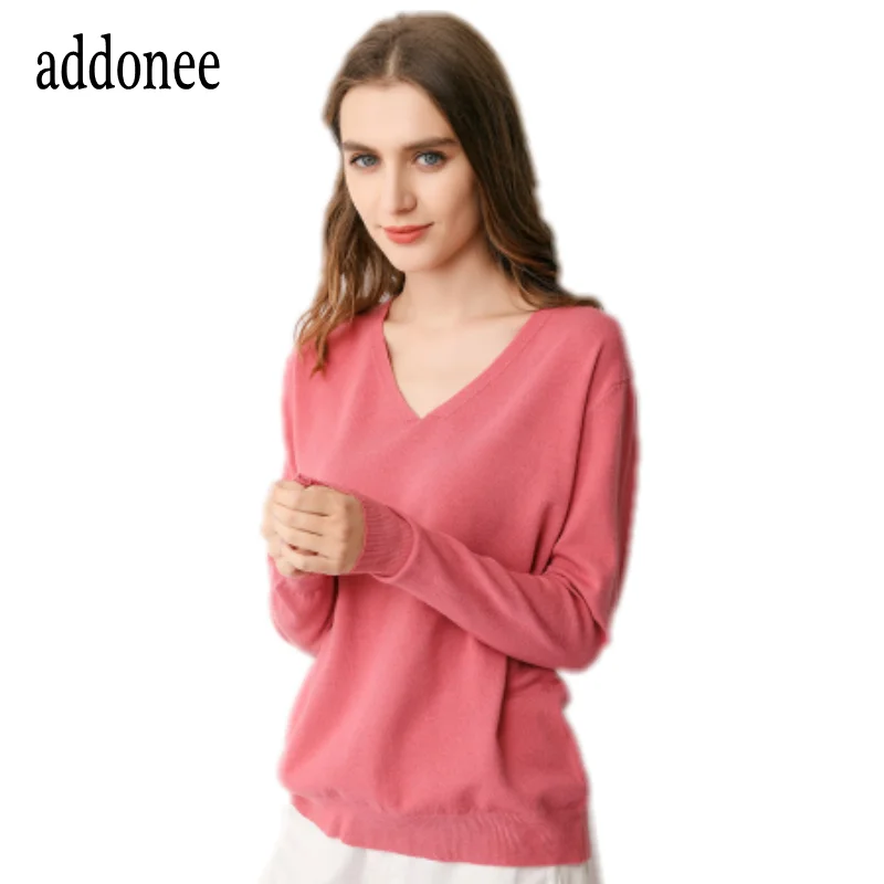 New autumn spring fashion women sexy v-neck knitted sweater pullover long-sleeved top cashmere | Женская одежда