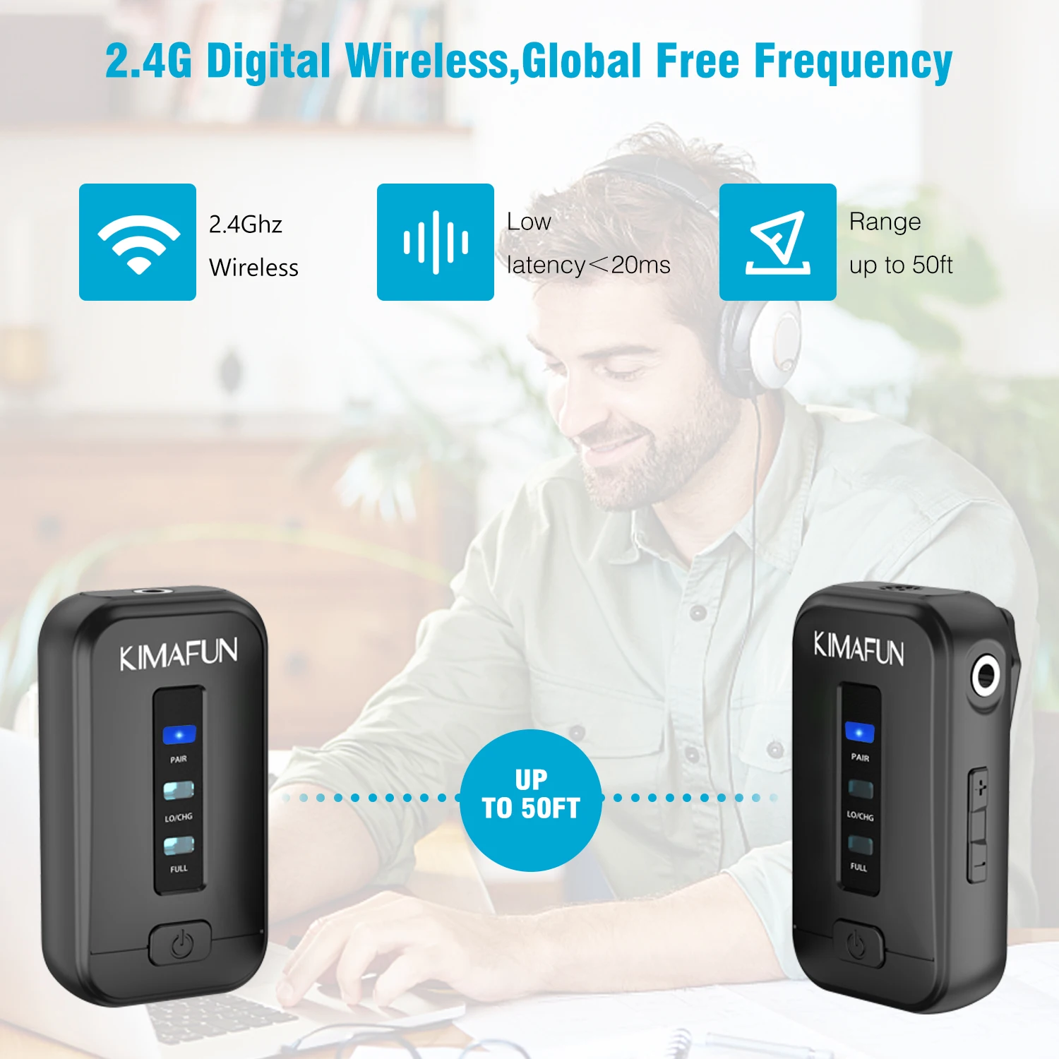 KIMAFUN 2.4G Lavalier Wireless Microphone System Transmitter Kit Vlog Video Recording Interview Mic for DSLR Camera Smartphone