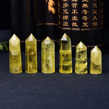 1pc Natural Crystal Point Citrine Healing Obelisk Yellow Quartz Wand Beautiful Ornament for Home Decor Energy Stone Pyramid 2