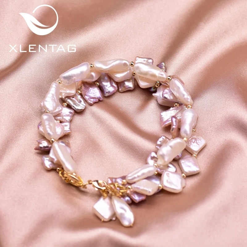 XlentAg Handmade Multi-layer Natural High Quality Baroque Pearls Charm Bracelets Women Engagement Party Fashion Jewellery GB0207 | Украшения