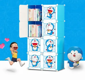 

DIY Children's bookcase plastic free combination student simple bookshelf assembled lattice cabinet storage cabinet