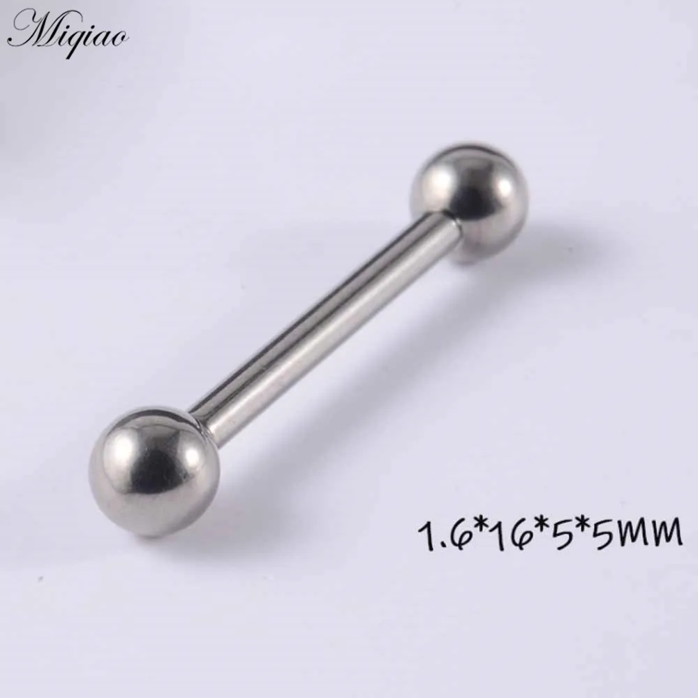 Miqiao 4pcs Trendy Explosion Style Stainless Steel Inner Teeth Round Bead Straight Tongue Nail Body Exquisite Piercing Jewelry