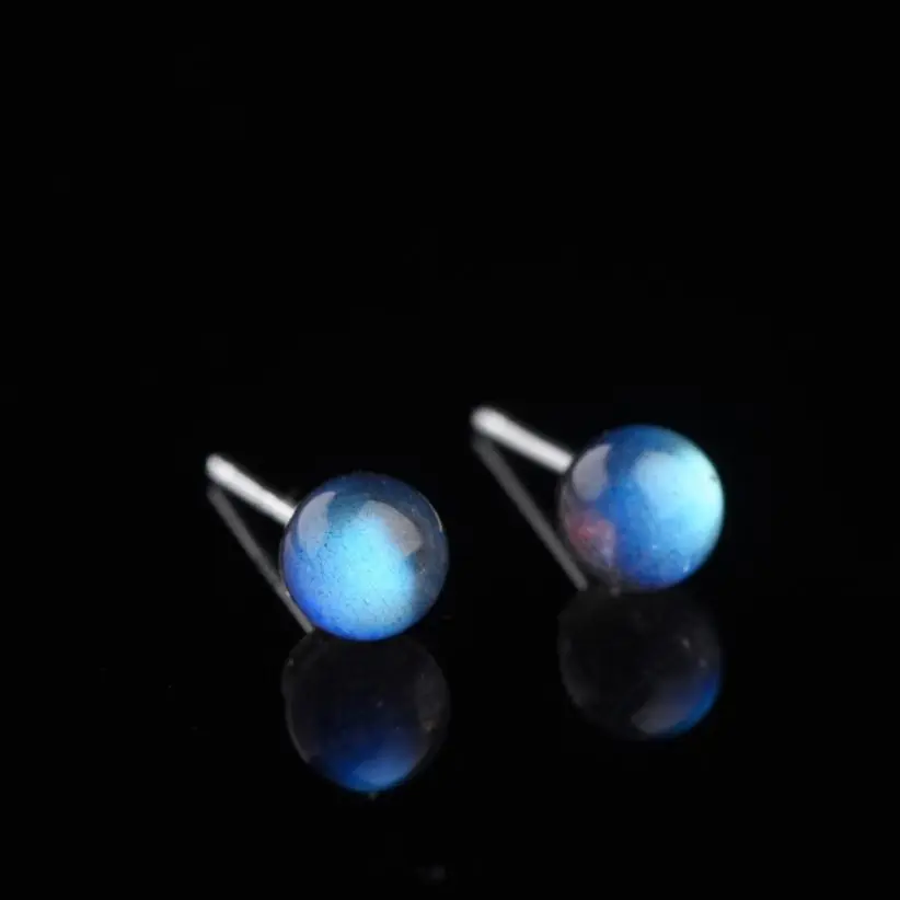 Joyería de lirio de Plata de Ley 925, labradorita Real de 5-6mm, pendientes con tuerca para mujeres, regalos de boda de vacaciones, joyería elegante exquisita para mujer