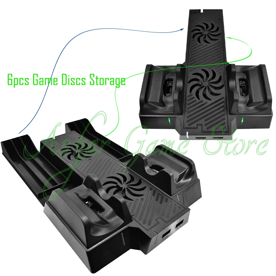Вертикальная подставка для XBOX One X 2 зарядных док станции охлаждающих вентилятора