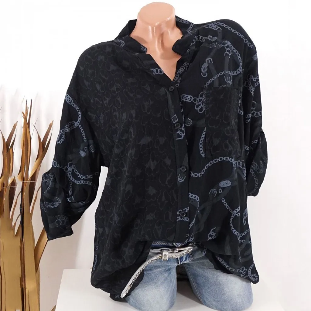 5xl размера плюс, женская блузка, леопардовая расцветка, модная, длинный рукав, с пуговицами, повседневная, популярная, блузка, сорочка, Femme Manche Longue