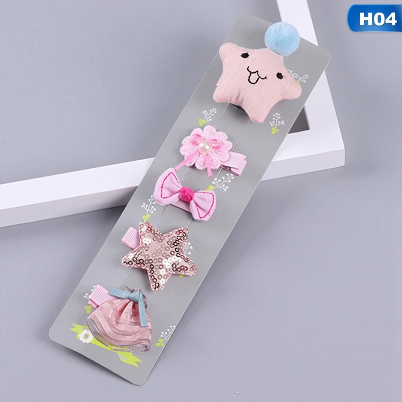 5 шт./упак. Kawaii ткань облако Заколки для волос с рисунками из мультфильмов в виде короны, банта звезда заколки для волос для девочек, женские аксессуары для волос