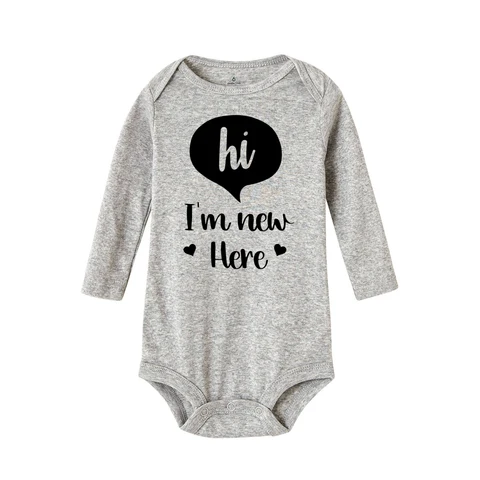 I'm New Here Letters Print Newborn Baby Bodysuit Long Sleeve Body Baby Boy s Baby Girl Outfits Clothes