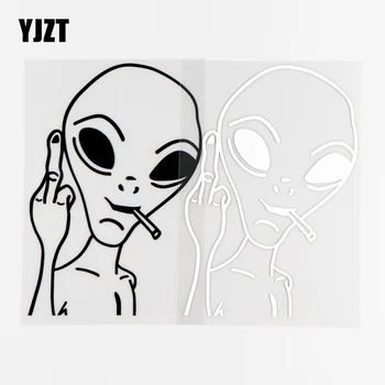 

YJZT 10.3X15CM Funny Alien Personality Ufo Car Sticker Vinyl Decal Car Windows Decor Black / Silver 10A-0282