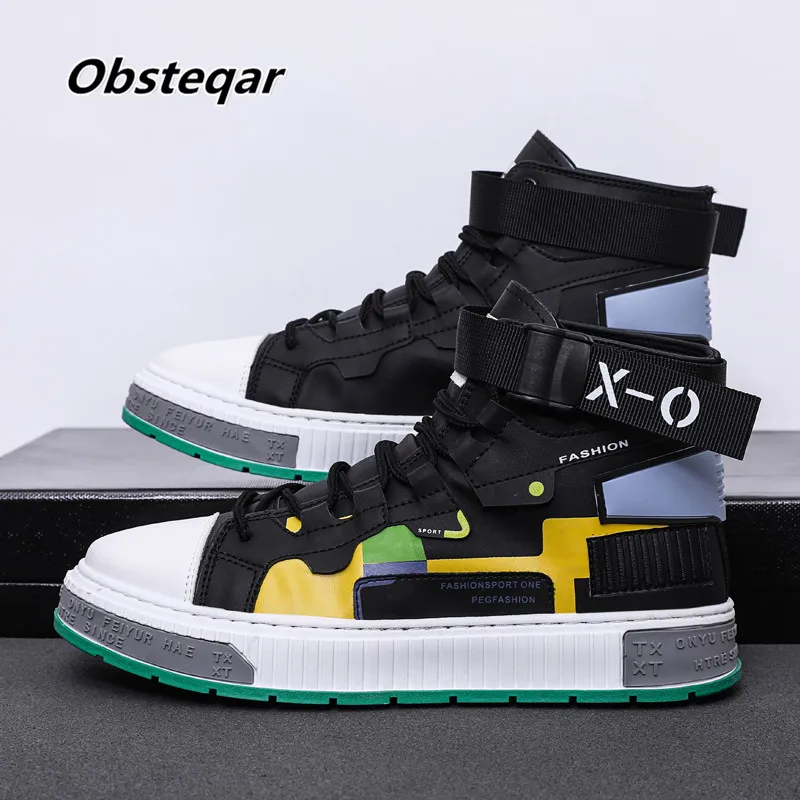 

Korean style high-top sneakers with buckle casual sports men's shoes sports shoes fashion sneakers men shoes mens gym shoes