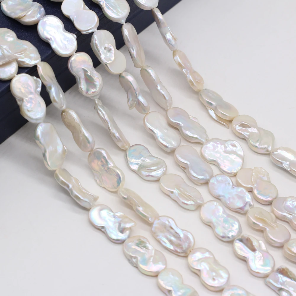 Hot Selling Natural Freshwater Pearl Beaded White Irregular Figure 8 DIY for Making Jewelry Accessories 12x20-13x22mm