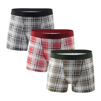 

Men Underwear Boxer Sexy Pants Plaid Print Underwear Soft Panties Sports Casual Underpants Boxer Homme Ropa Interior Hombre