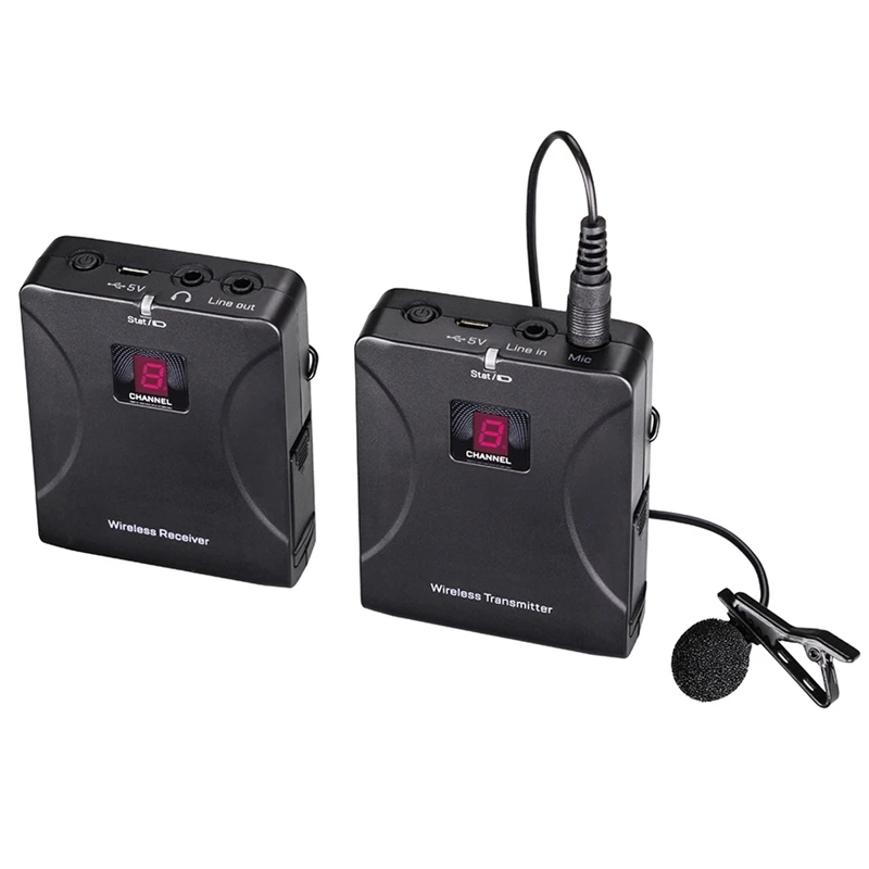 Portable Wireless UHF Mic Lavalier Lapel Microphone System with Receiver Transmitter for SLR Camera