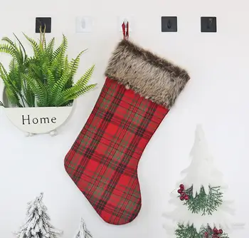 

Merry Christmas 47.5x22cm red long socks candy bag tree stand Hanging for Children party decor Decorations Xmas season Home