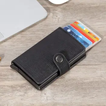 

2020 Upscale Men RFID Wallet Credit Card Holder mini Aluminum Box Card Wallet RFID Leather Pop Up Card Case Coin Purse gift