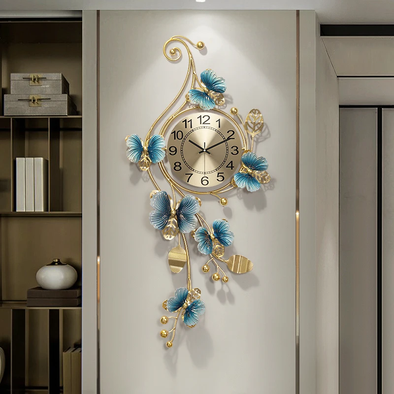 

New Chinese Butterfly Leaf Wall Clock Home Livingroom Mute Clock Wall Mural Decoration Restaurant Hotel Hall Wall Sticker Crafts