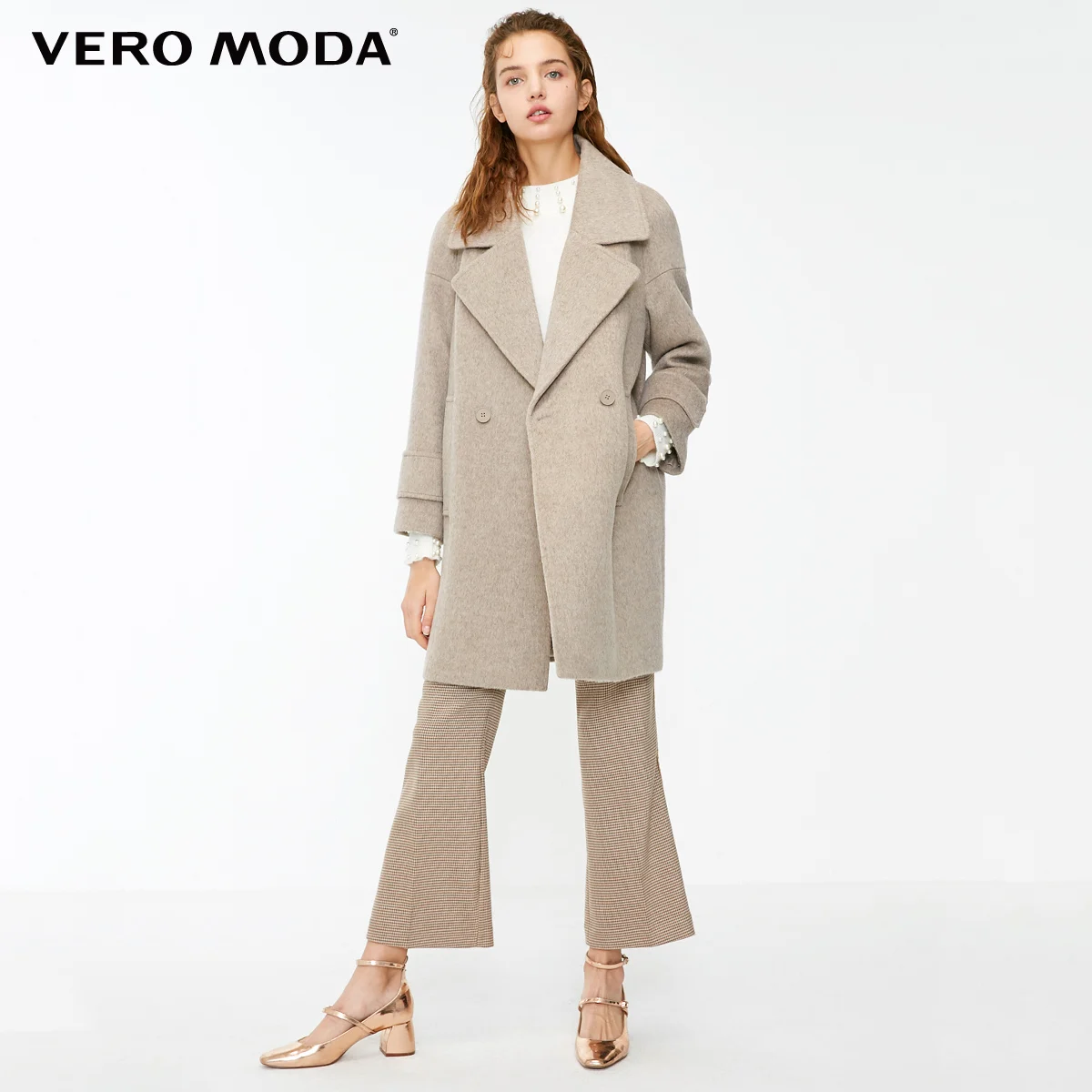 Goede Vero Moda Vrouwen Revers Drop Schouder Pure Lange Oversize Wollen Jas | 318327518