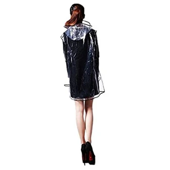 

PVC portable folding long windproof transparent raincoat EVA adult riding poncho raincoat black short paragraph