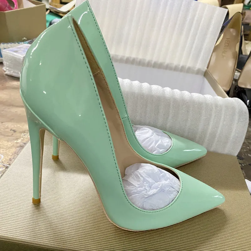 huiswerk Factuur Transparant 12cmwomen's high heel shoes, bright narrow toe Stilettos, mint green, 8cm,  10cmlight green heels|Women's Pumps| - AliExpress