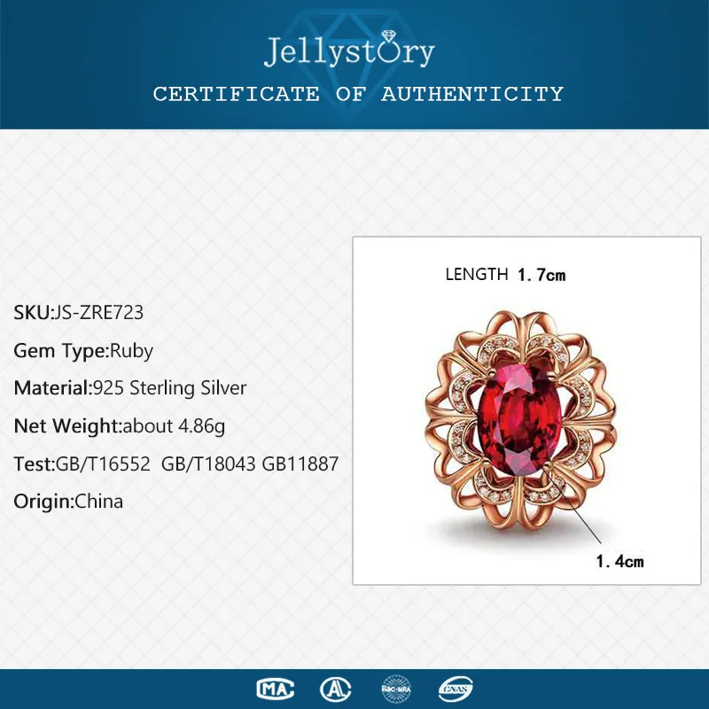 Jellystory элегантные серьги для женщин 925 серебряные ювелирные изделия с овальной формой Рубин Циркон драгоценные камни серьги гвоздики свадебные подарки