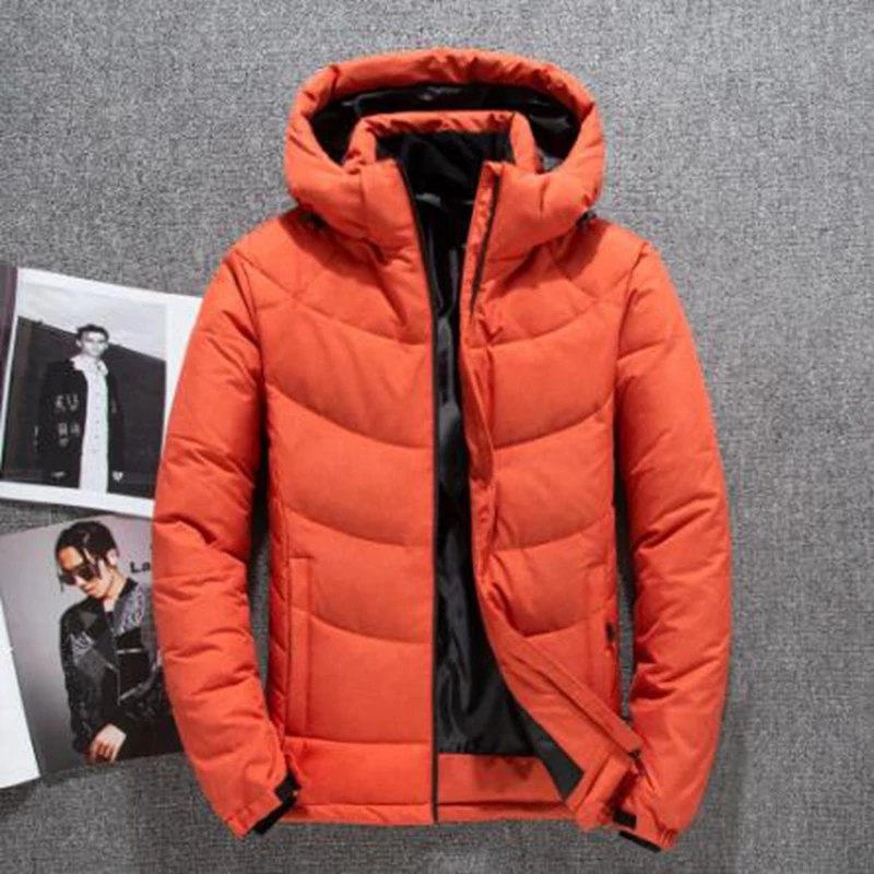 

men winter jacket white duck down parka casual goose feather men's winter coat hood thick warm waterproof jackets