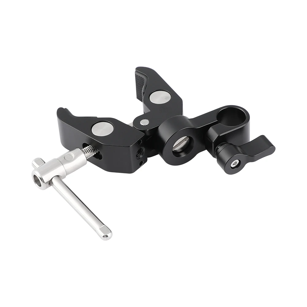 CAMVATE Super Crab Clamp With 15mm Single Rod Clamp For Microphone Support Holder, Magic Arm, Monitor Support,15mm Rod Mounting