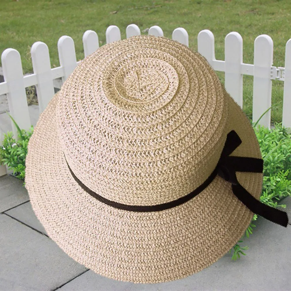 Es# флоппи Складная женская Соломенная пляжная шляпа от солнца модная летняя бежевая широкополая шляпа Viseras De Mujer Pare