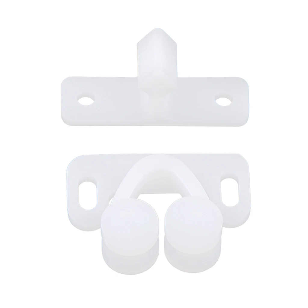 White Double Twin Roller Door Catch Catches Cabinet Cupboard Furniture Latch