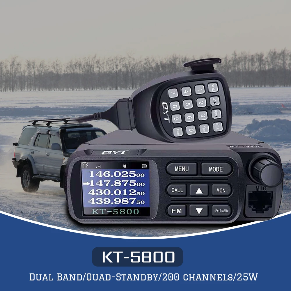 QYT KT-5800 12/24 в грузовик мини автомобиль радио Quad-Standby UV Dual Band 136-174 &amp 400-480MHz KT5800 25W Walkie