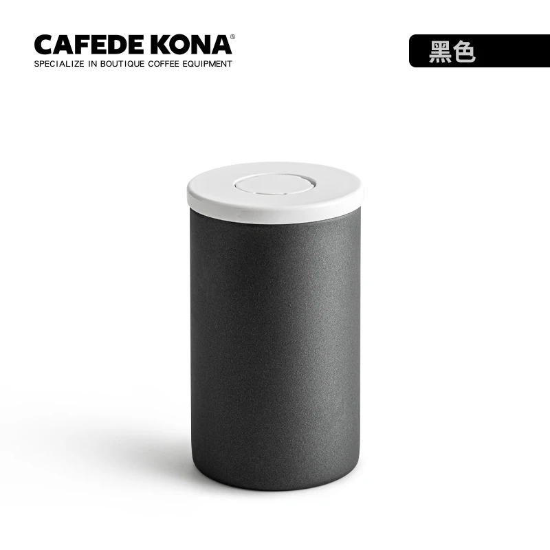 CAFEDE KONA Герметичные банки 0.4L нержавеющая сталь кофе в зернах герметичная банка с однонаправленным вентиляционным отверстием магазин чай гайки кухонный инструмент для хранения - Цвет: BLACK(approx 400ml)