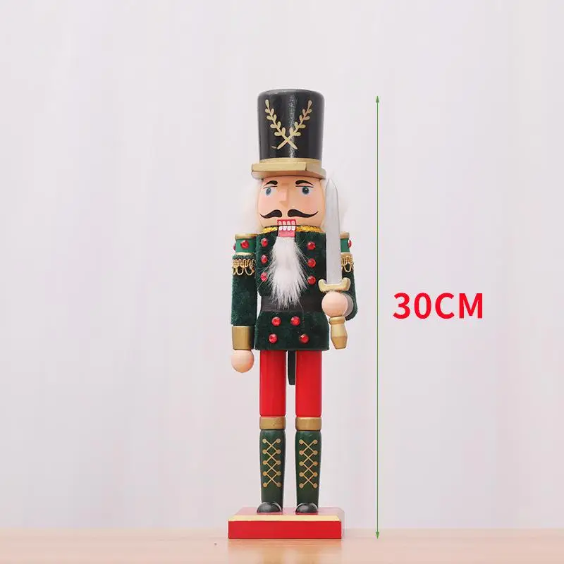 AMKOY 30CM Wooden Nutcracker Soldiers Doll Ornament Soldier With Cloak Shape Puppet Decoration Home Office Christmas Gift Toy - Цвет: D