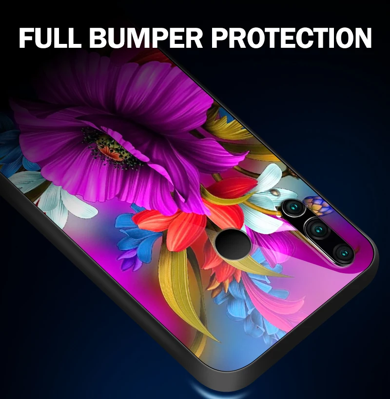 Задняя крышка для huawei Enjoy 9s чехол из закаленного стекла Mate20 Lite Pro Nova 2 3i 4 P Smart+ P20 P30 Honor Play Painted цветение Fundas