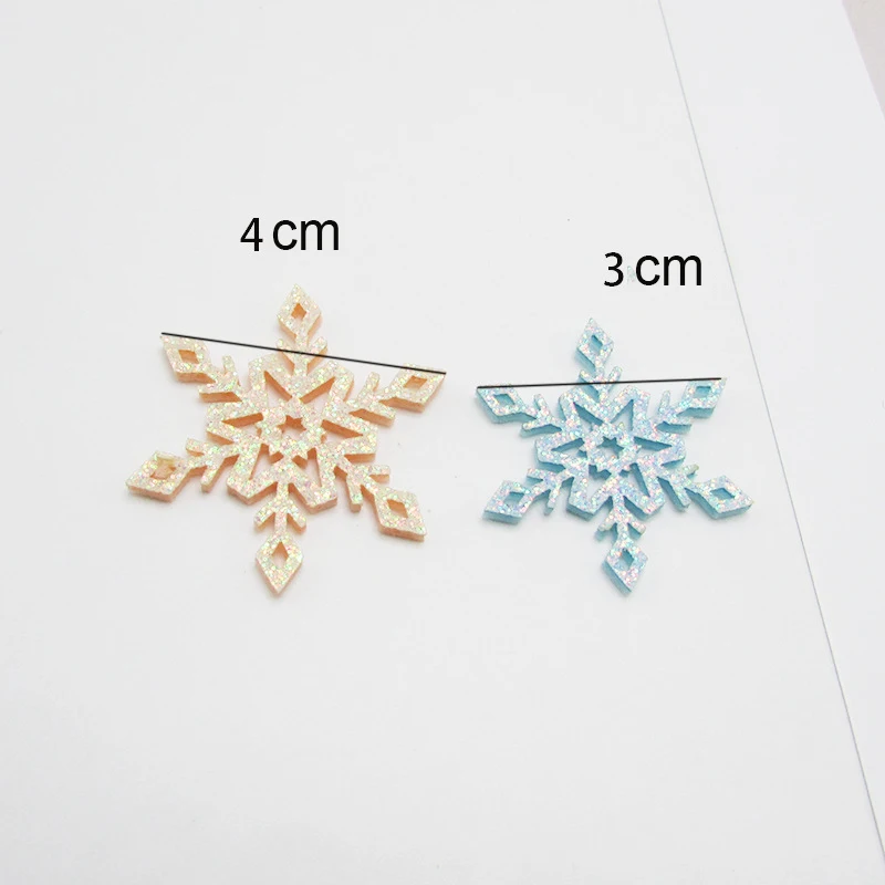 40 Stück/Set 3cm/4cm Glitzer-Weihnachtsschneeflocken für Handgemachte Künstliche Schneeflocken Weihnachtsdekoration und Haaraccessoires – Detail 1