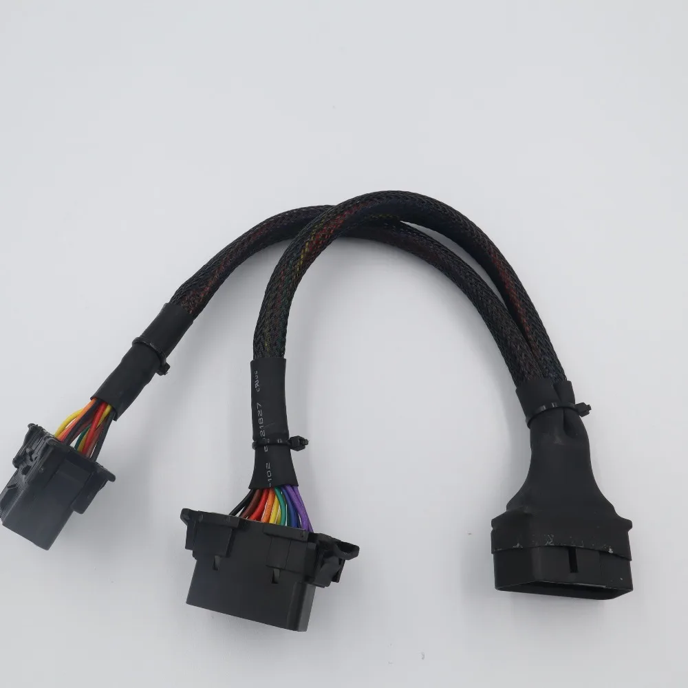 FINETRIP 30 см 2 в 1 OBD2 Удлинительный кабель obd-ii штекер на 2 Женский сплиттер автомобильное компьютерное соединение конверсионная розетка