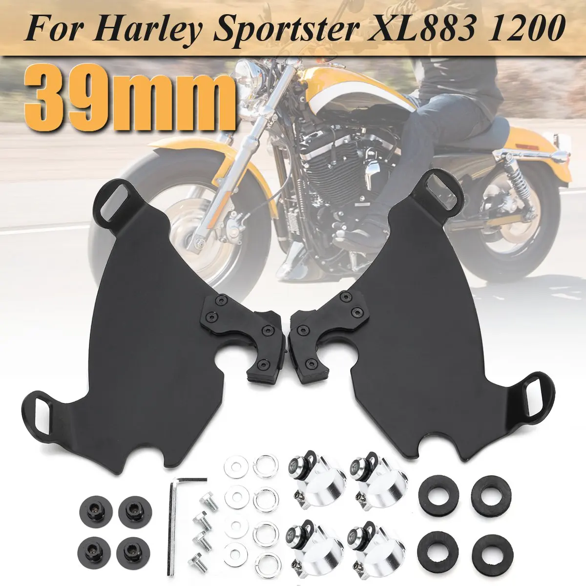 39mm Mount Kit 39 мм/49 мм Передняя ABS пластиковая фара обтекатель, колющий кронштейн лобового стекла и триггерный замок монтажный комплект для Sportster XL883 1200 - Цвет: 39mm Mount Kit