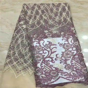 

Newest Sequins lace fabric High Quality Bridal For Nigerian tulle Lace 5yards/lot FJ6-18