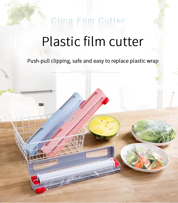 Cling film cutter stainless steel blade plastic wrap box creative adjustable double size distribution 40 m cling film