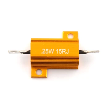 

RX24 25W 15R 15RJ Power Resistor 25Watt 15 ohm Power Heatsink Resistance Golden Heat Sink Resistor Metal Shell Aluminium Gold