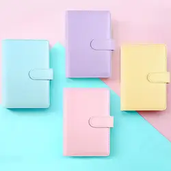 Carnet de notes à feuilles mobiles A5/6 Macaron, classeur à anneaux hebdomadaire Pu, multifonctionnel, planificateur de papeterie mignon D P6n5 