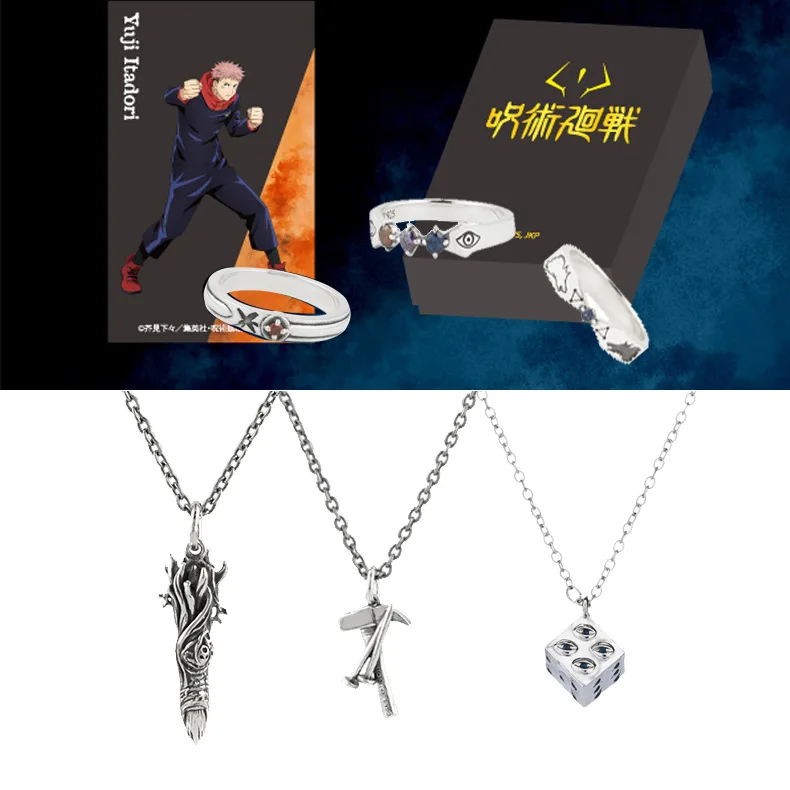 

Anime Jujutsu Kaisen Necklace Itadori Yuji Cosplay Accessories Gojo Satoru Ring Kugisaki Nobara Pendant Suit